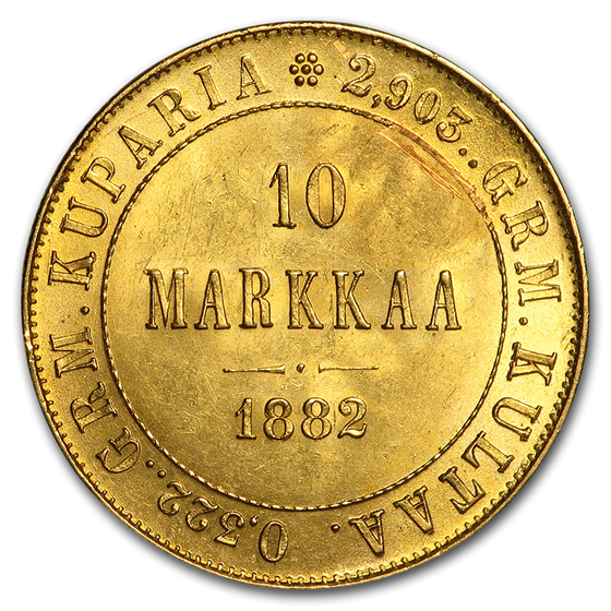 Finland Gold 10 Markkaa BU (1878-1913) Finland Gold 10 Markkaa BU (1878-1913)